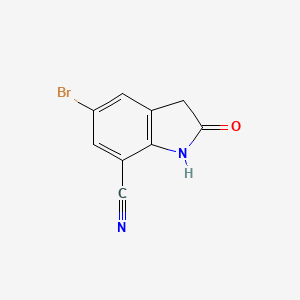 molecular formula C9H5BrN2O B11773056 5-Bromo-2-oxoindoline-7-carbonitrile 