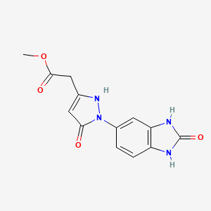 molecular formula C13H12N4O4 B11773062 Methyl 2-(5-hydroxy-1-(2-oxo-2,3-dihydro-1H-benzo[d]imidazol-5-yl)-1H-pyrazol-3-yl)acetate 