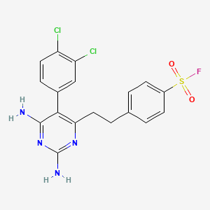 molecular formula C18H15Cl2FN4O2S B11773134 Benzenesulfonylfluoride, 4-[2-[2,6-diamino-5-(3,4-dichlorophenyl)-4-pyrimidinyl]ethyl]- CAS No. 24346-17-6