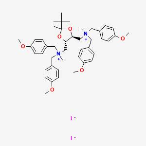 molecular formula C44H60I2N2O6 B11773337 N,N'-(((4S,5S)-2-(tert-Butyl)-2-methyl-1,3-dioxolane-4,5-diyl)bis(methylene))bis(N-(4-methoxybenzyl)-1-(4-methoxyphenyl)-N-methylmethanaminium) iodide 