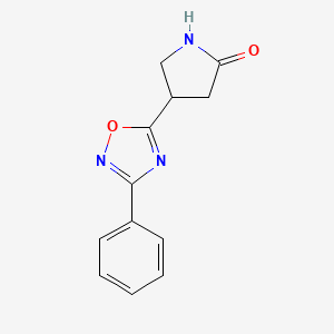 molecular formula C12H11N3O2 B11773350 4-(3-Phenyl-1,2,4-oxadiazol-5-yl)pyrrolidin-2-one 