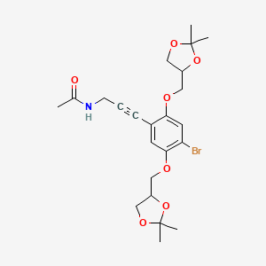molecular formula C23H30BrNO7 B11773351 N-(3-(4-Bromo-2,5-bis((2,2-dimethyl-1,3-dioxolan-4-yl)methoxy)phenyl)prop-2-yn-1-yl)acetamide 