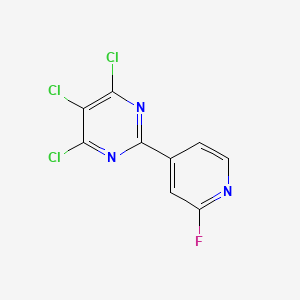 molecular formula C9H3Cl3FN3 B11773359 4,5,6-Trichloro-2-(2-fluoropyridin-4-yl)pyrimidine 