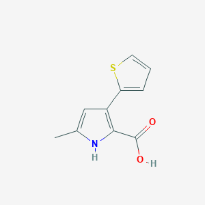 molecular formula C10H9NO2S B11773423 5-Methyl-3-(thiophen-2-yl)-1H-pyrrole-2-carboxylic acid 