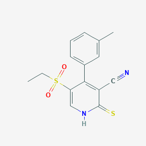 molecular formula C15H14N2O2S2 B11773487 5-(Ethylsulfonyl)-2-thioxo-4-(m-tolyl)-1,2-dihydropyridine-3-carbonitrile 