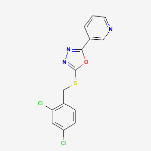 molecular formula C14H9Cl2N3OS B11773503 2-((2,4-Dichlorobenzyl)thio)-5-(pyridin-3-yl)-1,3,4-oxadiazole 