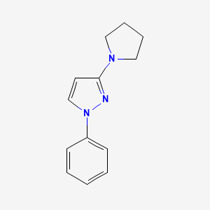molecular formula C13H15N3 B11773587 1-Phenyl-3-(pyrrolidin-1-yl)-1H-pyrazole 