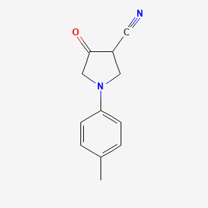 molecular formula C12H12N2O B11773594 4-Oxo-1-(p-tolyl)pyrrolidine-3-carbonitrile 