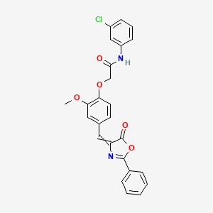 molecular formula C25H19ClN2O5 B11773619 N-(3-Chlorophenyl)-2-(2-methoxy-4-((5-oxo-2-phenyloxazol-4(5H)-ylidene)methyl)phenoxy)acetamide 