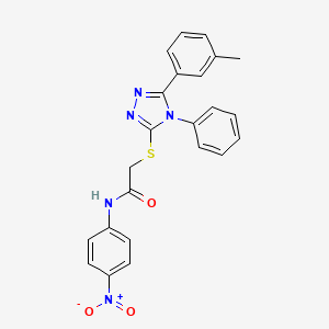 molecular formula C23H19N5O3S B11773631 N-(4-Nitrophenyl)-2-((4-phenyl-5-(m-tolyl)-4H-1,2,4-triazol-3-yl)thio)acetamide 