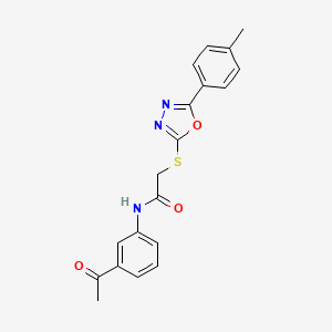 molecular formula C19H17N3O3S B11773713 N-(3-Acetylphenyl)-2-((5-(p-tolyl)-1,3,4-oxadiazol-2-yl)thio)acetamide 