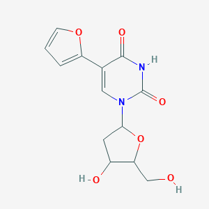 molecular formula C₁₃H₁₄N₂O₆ B117738 5-Furan-2-yl-1-(4-hydroxy-5-hydroxymethyl-tetrahydro-furan-2-yl)-1H-pyrimidine-2,4-dione CAS No. 92233-50-6