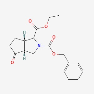 molecular formula C18H21NO5 B11773843 2-O-benzyl 3-O-ethyl (3aS,6aR)-6-oxo-1,3,3a,4,5,6a-hexahydrocyclopenta[c]pyrrole-2,3-dicarboxylate 