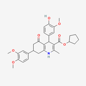 molecular formula C31H35NO7 B11774069 Cyclopentyl 7-(3,4-dimethoxyphenyl)-4-(4-hydroxy-3-methoxyphenyl)-2-methyl-5-oxo-1,4,5,6,7,8-hexahydroquinoline-3-carboxylate 