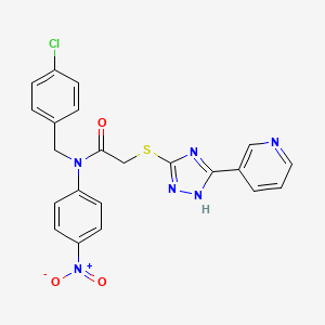 molecular formula C22H17ClN6O3S B11774118 N-(4-Chlorobenzyl)-N-(4-nitrophenyl)-2-((3-(pyridin-3-yl)-1H-1,2,4-triazol-5-yl)thio)acetamide 
