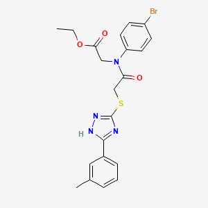 molecular formula C21H21BrN4O3S B11774190 Ethyl 2-(N-(4-bromophenyl)-2-((3-(m-tolyl)-1H-1,2,4-triazol-5-yl)thio)acetamido)acetate 