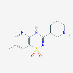 molecular formula C12H16N4O2S B11774259 7-Methyl-3-(piperidin-3-yl)-4H-pyrido[2,3-e][1,2,4]thiadiazine 1,1-dioxide 