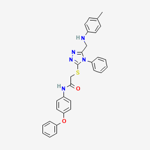 molecular formula C30H27N5O2S B11774347 N-(4-Phenoxyphenyl)-2-((4-phenyl-5-((p-tolylamino)methyl)-4H-1,2,4-triazol-3-yl)thio)acetamide 