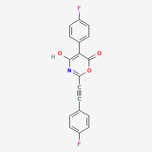 molecular formula C18H9F2NO3 B11774507 5-(4-Fluorophenyl)-2-((4-fluorophenyl)ethynyl)-4-hydroxy-6H-1,3-oxazin-6-one 
