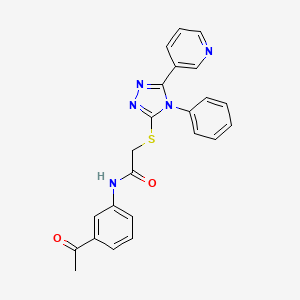 molecular formula C23H19N5O2S B11774512 N-(3-Acetylphenyl)-2-((4-phenyl-5-(pyridin-3-yl)-4H-1,2,4-triazol-3-yl)thio)acetamide 