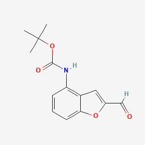 molecular formula C14H15NO4 B11774555 tert-Butyl (2-formylbenzofuran-4-yl)carbamate 