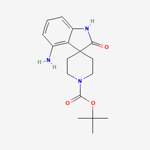 molecular formula C17H23N3O3 B11774577 tert-Butyl 4-amino-2-oxospiro[indoline-3,4'-piperidine]-1'-carboxylate 
