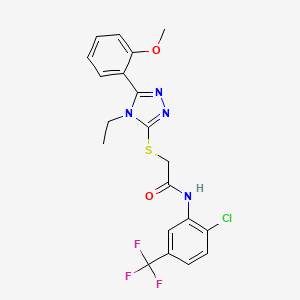 molecular formula C20H18ClF3N4O2S B11774629 N-(2-Chloro-5-(trifluoromethyl)phenyl)-2-((4-ethyl-5-(2-methoxyphenyl)-4H-1,2,4-triazol-3-yl)thio)acetamide 