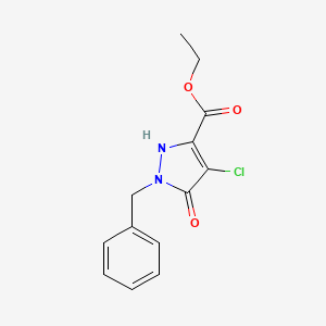 molecular formula C13H13ClN2O3 B11774655 Ethyl 1-benzyl-4-chloro-5-hydroxy-1H-pyrazole-3-carboxylate 