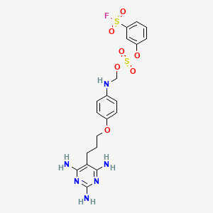 molecular formula C20H23FN6O7S2 B11774726 3-(Fluorosulfonyl)phenyl (((4-(3-(2,4,6-triaminopyrimidin-5-yl)propoxy)phenyl)amino)methyl) sulfate 