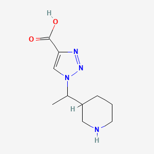 molecular formula C10H16N4O2 B11774806 1-(1-(Piperidin-3-yl)ethyl)-1H-1,2,3-triazole-4-carboxylic acid 