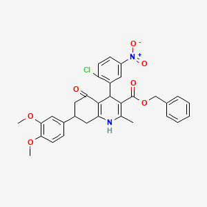 molecular formula C32H29ClN2O7 B11774890 Benzyl 4-(2-chloro-5-nitrophenyl)-7-(3,4-dimethoxyphenyl)-2-methyl-5-oxo-1,4,5,6,7,8-hexahydroquinoline-3-carboxylate 