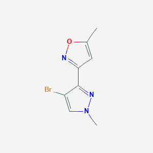 molecular formula C8H8BrN3O B11774893 3-(4-Bromo-1-methyl-1H-pyrazol-3-yl)-5-methylisoxazole 
