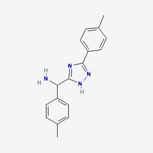molecular formula C17H18N4 B11774895 p-Tolyl(5-(p-tolyl)-1H-1,2,4-triazol-3-yl)methanamine 