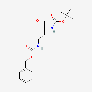 molecular formula C18H26N2O5 B11774964 benzyl N-[2-[3-[(2-methylpropan-2-yl)oxycarbonylamino]oxetan-3-yl]ethyl]carbamate 