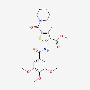 molecular formula C23H28N2O7S B11775022 Methyl 4-methyl-5-(piperidine-1-carbonyl)-2-(3,4,5-trimethoxybenzamido)thiophene-3-carboxylate 