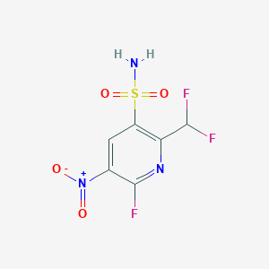 molecular formula C6H4F3N3O4S B11775043 2-(Difluoromethyl)-6-fluoro-5-nitropyridine-3-sulfonamide 