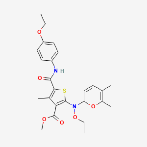 molecular formula C25H30N2O6S B11775088 Methyl 2-((5,6-dimethyl-2H-pyran-2-yl)(ethoxy)amino)-5-((4-ethoxyphenyl)carbamoyl)-4-methylthiophene-3-carboxylate 
