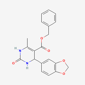 molecular formula C20H18N2O5 B11775127 Benzyl 4-(benzo[d][1,3]dioxol-5-yl)-6-methyl-2-oxo-1,2,3,4-tetrahydropyrimidine-5-carboxylate 