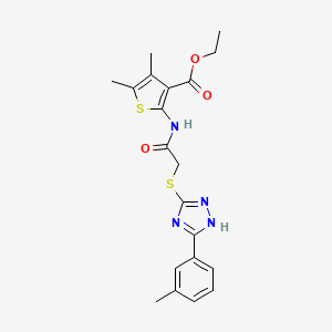 molecular formula C20H22N4O3S2 B11775142 Ethyl 4,5-dimethyl-2-(2-((3-(m-tolyl)-1H-1,2,4-triazol-5-yl)thio)acetamido)thiophene-3-carboxylate 