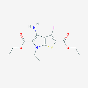 molecular formula C14H17IN2O4S B11775529 Diethyl 4-amino-6-ethyl-3-iodo-6H-thieno[2,3-b]pyrrole-2,5-dicarboxylate 
