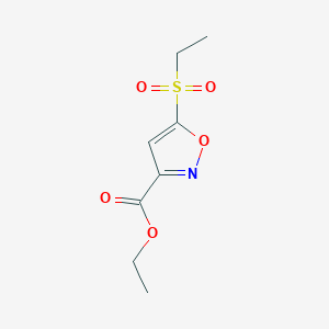 molecular formula C8H11NO5S B11775810 Ethyl5-(ethylsulfonyl)isoxazole-3-carboxylate 
