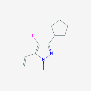 molecular formula C11H15IN2 B11775813 3-Cyclopentyl-4-iodo-1-methyl-5-vinyl-1H-pyrazole 