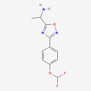 molecular formula C11H11F2N3O2 B11776010 1-(3-(4-(Difluoromethoxy)phenyl)-1,2,4-oxadiazol-5-yl)ethanamine 