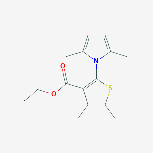 molecular formula C15H19NO2S B11776100 ethyl 2-(2,5-dimethyl-1H-pyrrol-1-yl)-4,5-dimethylthiophene-3-carboxylate 
