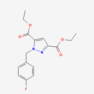 molecular formula C16H17FN2O4 B11776164 Diethyl 1-(4-fluorobenzyl)-1H-pyrazole-3,5-dicarboxylate 
