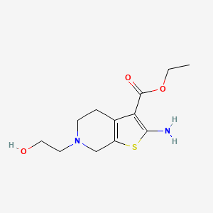 molecular formula C12H18N2O3S B11776227 Ethyl 2-amino-6-(2-hydroxyethyl)-4,5,6,7-tetrahydrothieno[2,3-c]pyridine-3-carboxylate 