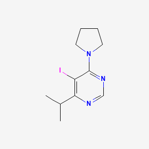 molecular formula C11H16IN3 B11776228 5-Iodo-4-isopropyl-6-(pyrrolidin-1-yl)pyrimidine 
