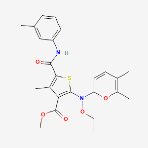 molecular formula C24H28N2O5S B11776276 Methyl 2-((5,6-dimethyl-2H-pyran-2-yl)(ethoxy)amino)-4-methyl-5-(m-tolylcarbamoyl)thiophene-3-carboxylate 