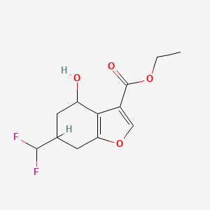 molecular formula C12H14F2O4 B11776300 Ethyl 6-(difluoromethyl)-4-hydroxy-4,5,6,7-tetrahydrobenzofuran-3-carboxylate 