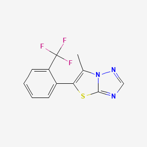 molecular formula C12H8F3N3S B11776318 6-Methyl-5-(2-(trifluoromethyl)phenyl)thiazolo[3,2-B][1,2,4]triazole 